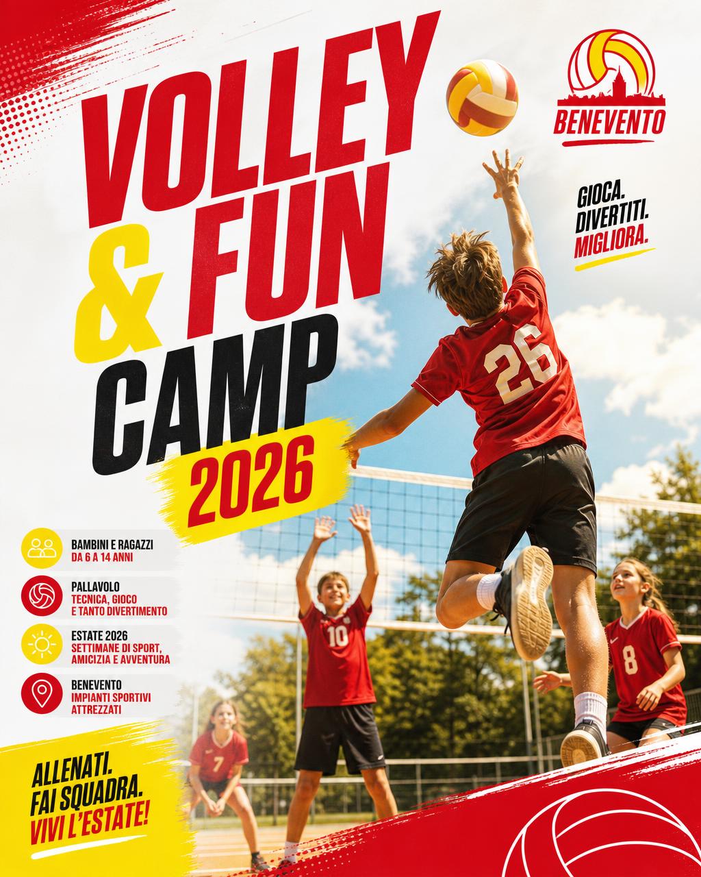 Locandina Volley & Fun Camp 2026 dell'Accademia Volley Benevento
